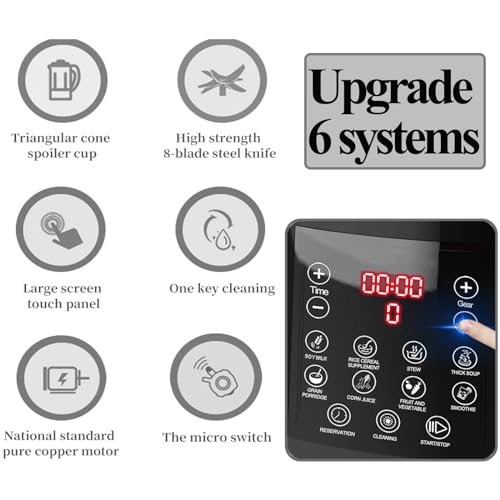 Ypcoo Countertop Food Blender,Hot Soup Maker,High-Speed Kitchen Food Processor With 9 One Touch Programs,12H Preset,Self-Cleaning,Crushing,Mixing,Juices,Pureeing,Grinding,Chopping,Auto-Shutoff thumb #4