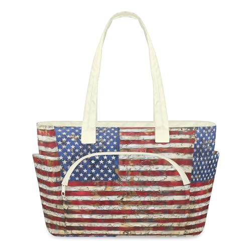 Sac matelassé vintage drapeau américain | Finitions soignées pour femme