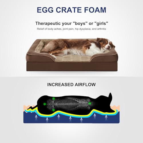 FURTIME Orthopedic Bed for Large Dogs, XL Washable Dog Beds Large Sized Dog, Comfy Supportive Foam Pet Couch Bed with Removable Washable Cover, Waterproof Extra Large Sofa Bed Foam and Nonskid Bottom - Image 3