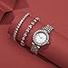 NEWITIN 3 Pieces Women Diamond Watch Bracelets Set Luxury Fashion Jewelry Cubic Zirconia Wristwatch Bracelet Silver Watch Jewelry Set for Women