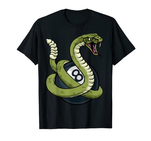 Rattlesnake Snake Pool 8 Ball Billiards Mascot T-Shirt