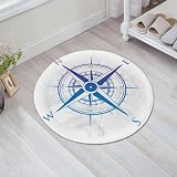 EMFSLA Alfombra de baño Shaggy de Microfibra,Icono de brújula Azul Vectorial.,Suave y cómoda, Agua súper Absorbente,60x60 CM