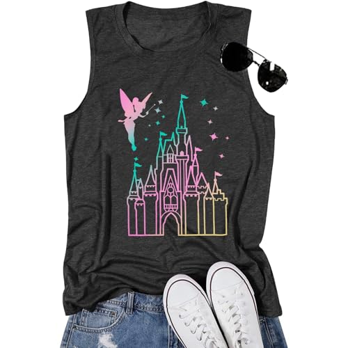 Magical Tank Tops Women Magic Kingdom Tank Fairy Castle Tshirt Girls Trip Tee Family Vacation Shirt Sleeveless Tops