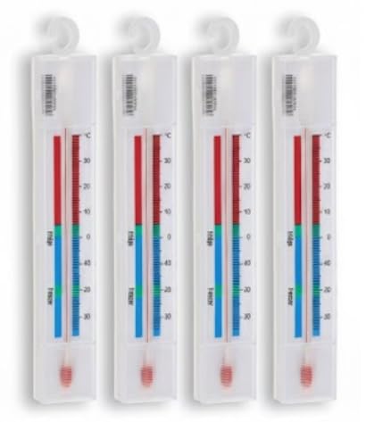 4-Pack Fridge Freezer Thermometer - Accurate Coloured Temperature Gauge for UK Home Kitchen | Essential Food Safety & Energy Saving Monitor | Easy Read Celsius