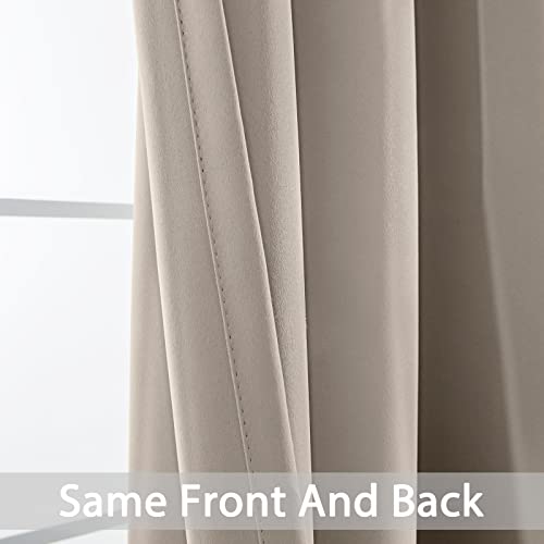 Yakamok Blackout Curtains Room Darkening Thermal Insulated Window Panels,Solid Grommet Top Drapes for Bedroom/Living Room(62Wx96L, Natural, 2 Panels)