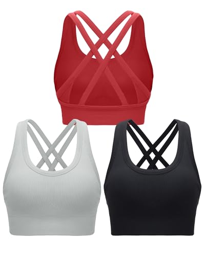 Image of RUNNING GIRL Sports Bra for Women High Support, Criss-Cross Back Padded Strappy Sports Bras Yoga Bra with Removable Cups