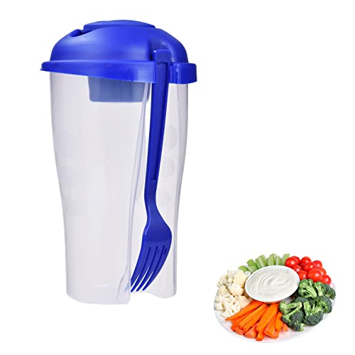 Recipiente para ensalada de 800 ml con tenedor, recipiente para ensaladas, soporte para aderezos de ensalada, taza portátil de reducción de grasa, caja de alimentos de gran capacidad para picnic,