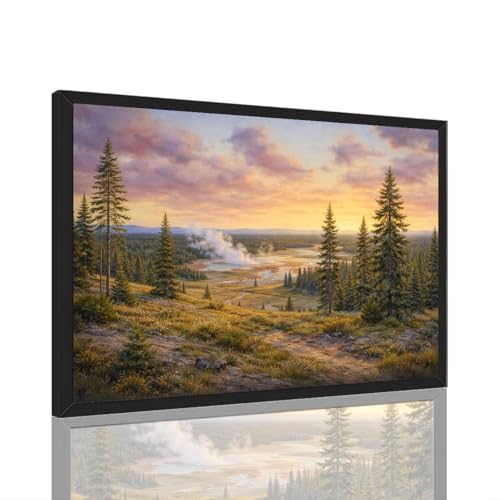 Framed Hot Spring Landscape Poster Canvas Print Art Rustic Contemporary
