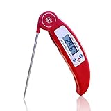 Fatom Food Meat Candy Cooking Thermometer,Digital Instant Read by LCD, with 304 Stainless Steel Probe for BBQ Grill Kitchen Smoker Oil Fry (Red)