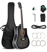 GLARRY Full Size 6 Strings Acoustic Electric Guitar Beginner Kit, Cutaway 41 Inch Electric Acoust...