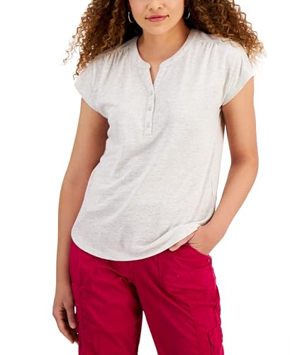 Style & Co. Dolman Sleeve Henley Linen Blend Top