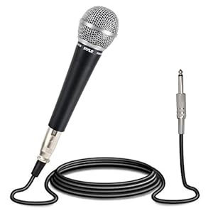 Pyle Handheld Microphone Dynamic Moving Coil Cardioid Unidirectional Includes 15ft XLR Audio Cable to 1/4” Audio Connection (PDMIC58)