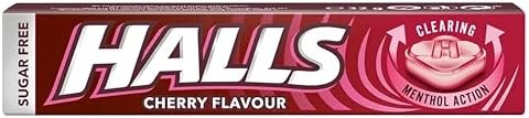 Halls Sugar Free Cherry Flavour with Clearing Menthol Action Sweets, 32g