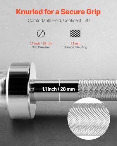 VEVOR 4FT/6FT Barbell Bar, Fits 2-Inch Weight Plates, Chrome Plated Barbell Bar with Knurled Grip for Strength Training, Weightlifting, Squat, Deadlift, Bench Press, Curl, Overhead Press, 500lbs Capacity - Image 5