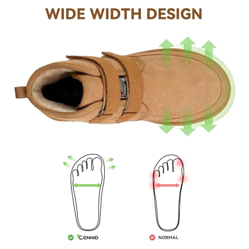 Image of Women's Wide Toe Waterproof Chelsea Orthopedic Boots Ankle Slip on Booties Low Heel Comfortable Flat Lightweight Walking Boots
