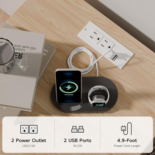 Modern Rattan Nightstand Set of 2, Wicker Rattan Stand with Drawer and Charge Station, Wooden Bedside Table for Small Spaces, Natural Wood Side Table for Bedroom (with Charging Station, 2) - Image 7