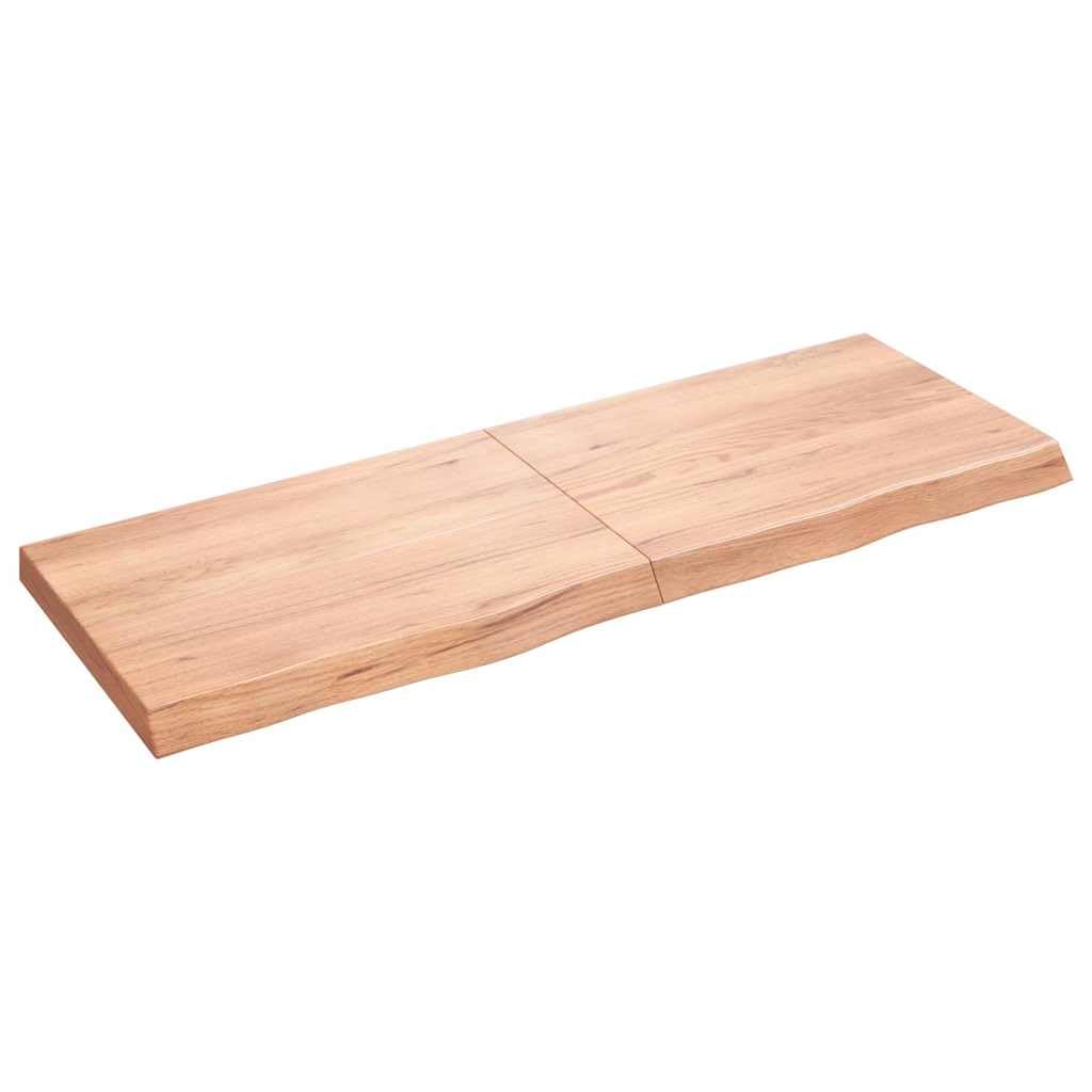 vidaXL Solid Wood Bathroom Countertop, Versatile Light Brown Oak Top for Bathroom Vanity or Desk, Handmade Live Edge