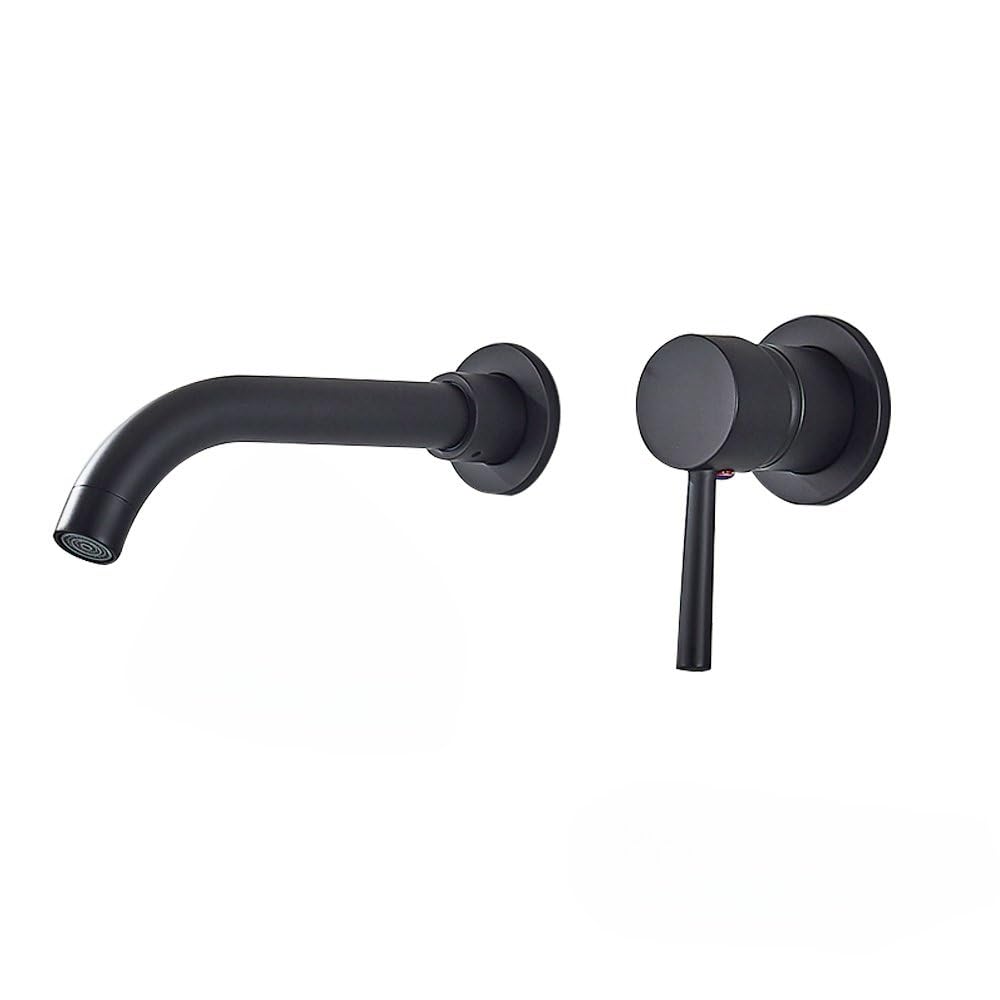 Mitigeur mural noir de 26 cm pour lavabo eau chaude et froide