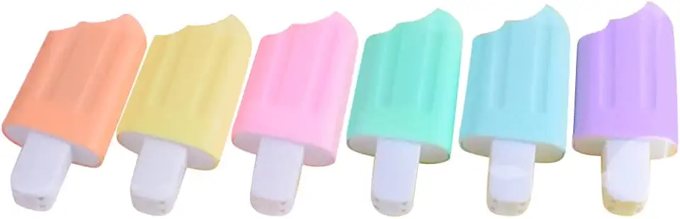 Yardwe 6 canetas marcadoras em forma de sorvete, coloridas, marca-texto, cores sortidas, para material escolar infantil