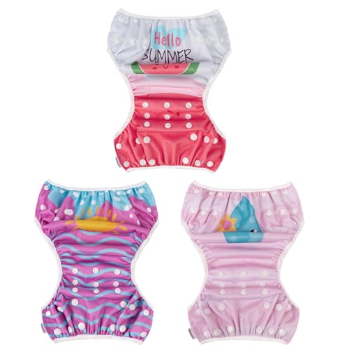 Image of ALVABABY 3pcs Baby Swim Diapers with 1pcs Wet Bag Reuseable Washable & Adjustable for Swimming Lesson & Baby Boy and Girl 3YKL08