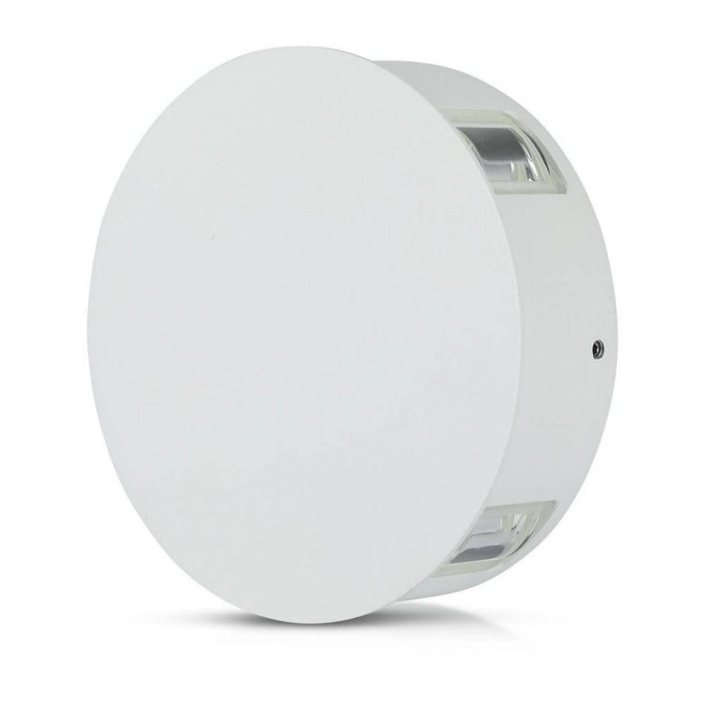 V-TAC 4W Outdoor LED Light-IP65 Waterproof Round Lamp Die-Casting Aluminum Body – Sensor Compatible Wall Lighting for Patio Driveway Porch 3000K Warm White, Aluminium + Acrylic, 4 W, VT-706-W