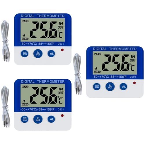 Alarma de temperatura alta para congeladores y termómetro interior azul de tres piezas