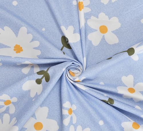 Image of Presents Luxurious Glace Cotton Super Soft 210 TC King Size (90x100 inch) Double Flat Bedsheet with 2 Pillow Covers for Kids Room, Aqua