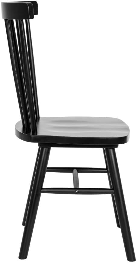 Taylor & Logan Ingrid Set of 2 Commercial Grade Windsor Dining Chairs, Solid Wood Armless Spindle Back Restaurant Dining Chairs in Black