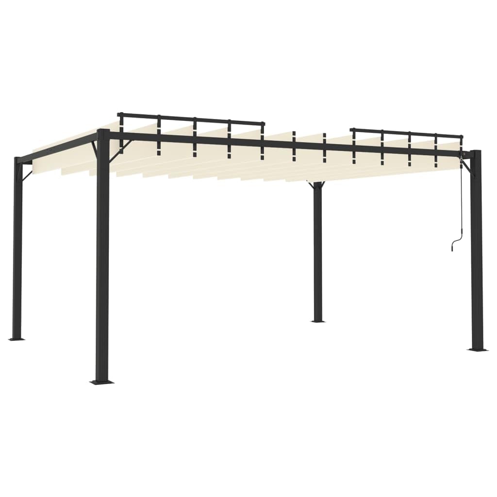 Pergola avec toit à lamelles 3 x 4 m, tissu crème et aluminium
