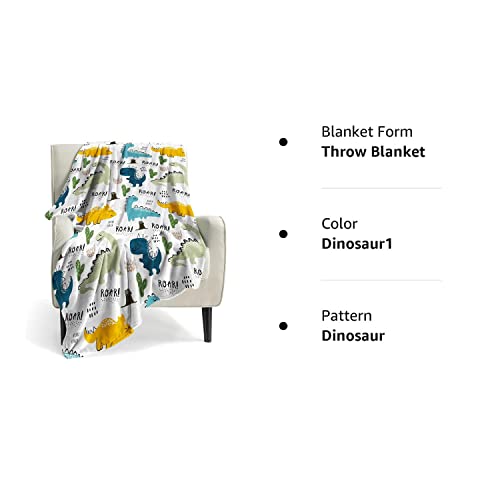 Dinosaur Throw Blanket Super Soft Flannel Blankets For Bed Sofa Living Room Cute Anime Dinosaur Blanket For Boy Girls Kids Baby Children Multicolor Dino Gifts 80 X 60 Inches #TOP7
