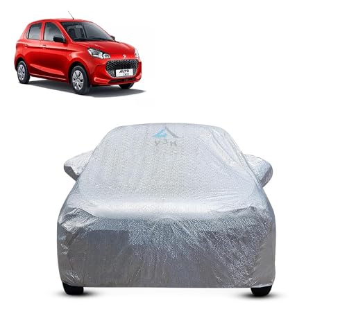 Image of Y3H-100% Waterproof Car Cover Compatible for Maruti Suzuki Alto K10 New (Model : 2022 Onwards) Custom Fit Body Covers with Mirror Pockets | Color : Metallic Silver