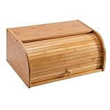MERISHOPP™ Wooden Roll Top Bread Box Large Capacity Bread Holder Bin, Vintage Kitchen Rack Food Storage Container for Loaf, Pastry, Snacks
