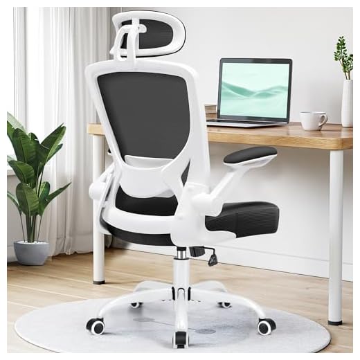 KERDOM Ergonomic Office Chair, Breathable Mesh Desk Chair, Lumbar Support Computer Chair with Headrest and Flip-up Arms, Swivel Task Chair, Adjustable Height Gaming Chair