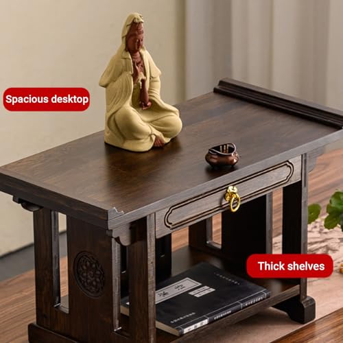 Mesa de altar pequeña de bambú de doble capa para falta de espacio en el hogar 7