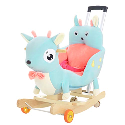 Schaukelpferd Große Massivholz Früherziehung Spielzeug Baby Schaukelstuhl Musik Trojaner Kind Schaukelspielzeug HUYP