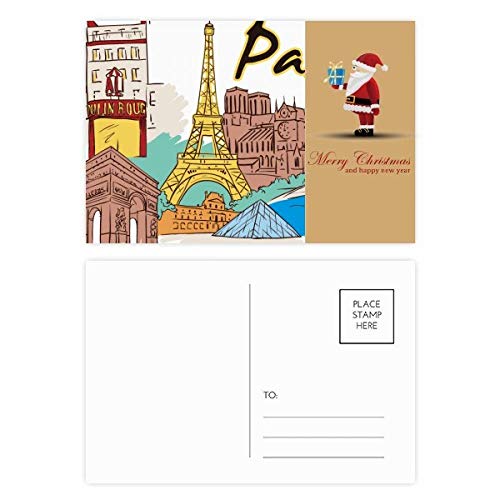 Cartes postales aquarelle Père Noël Paris lot correspondance