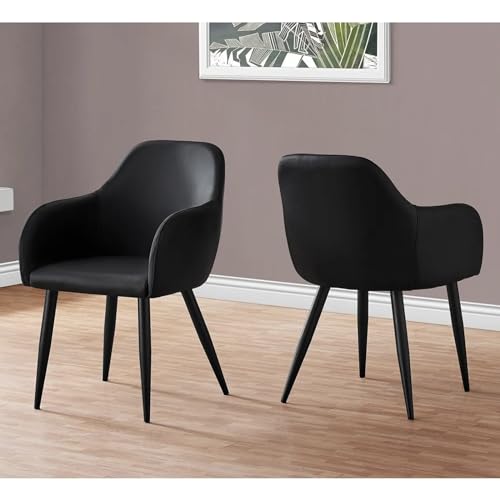 Image of Finch Fox Boom Faux Leather Armchair with Armrest & Backrest Upholstered Seat Living Room Dining Chair with Black Metal Legs in Black Color