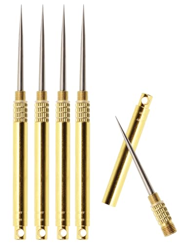 ONLYKXY 5pcs Portable Stainless Steel Toothpicks Golden Pocket Toothpick Holder Reusable Metal Fruit Stick Cocktail Pick for Outdoor Picnic Camping Tooth Cleaning Multifunction Toothpick