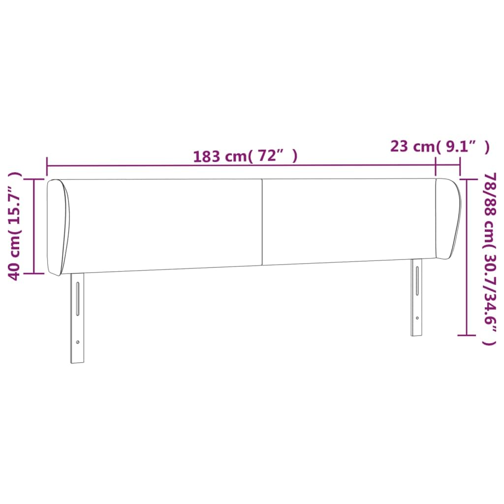 Czarny zagłówek z uszami, 183 x 23 x 78/88 cm, aksamitnie wyściełany, regulowany, do łóżek Queen Size i King Size, stabilna rama drewniana