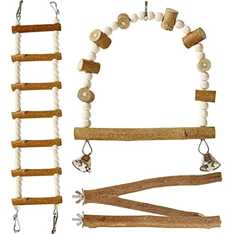 Luonfels Bird Swing Perches Ladder Perch for Parakeet Budgies Parrot Cockatiels Conure Lovebirds 4 Pack Cover