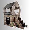 Indoor Wooden Cat House for 2 Cats – Spacious Two-Story Pet Shelter – Durable Wood, Cozy and Elegant Walnut Design – Easy Assembly – Ideal for Small Dogs, Rabbits