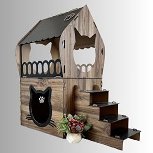 Indoor Wooden Cat House for 2 Cats – Spacious Two-Story Pet Shelter – Durable Wood, Cozy and Elegant Walnut Design – Easy Assembly – Ideal for Small Dogs, Rabbits