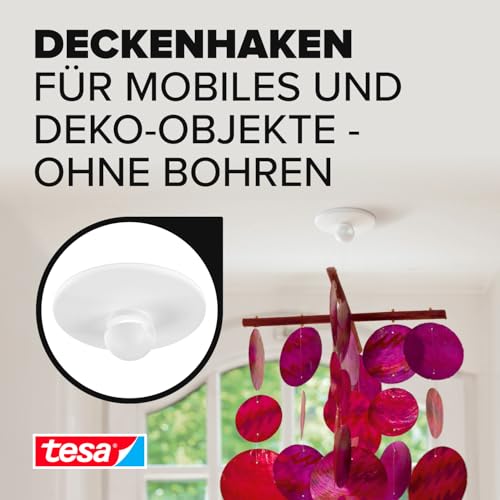 tesa Deckenhaken Tapeten und Putz - Selbstklebender Haken - Ideal Zur Befestigung Von Deko-Objekten - Spurlos...