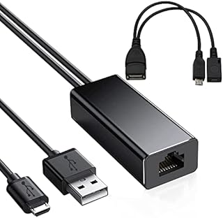 USB Ethernet LAN Adapter, HOTSO Micro USB to RJ45 Converter Computer Network Adaptor with OTG Cable for Fire TV Stick 4K Google Home Mini and More Streaming TV Sticks