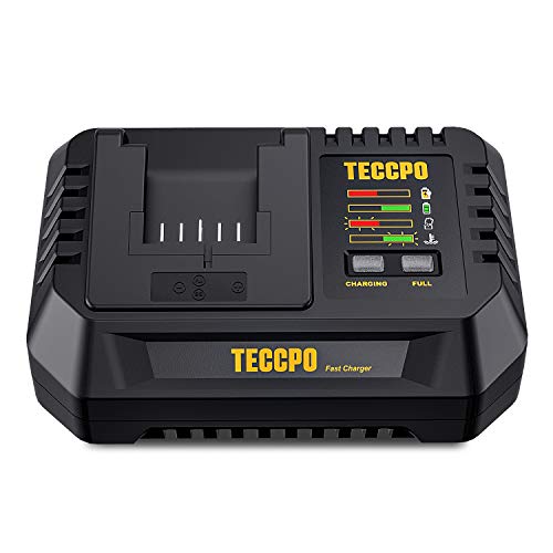TECCPO Cargador Rápido, Cargador de Batería 2Ah y 4Ah, Cargador Batería de Litio, Compatible con Todas Las baterías TECCPO&POPOMAN 18V, Cargador 4A para carga rápida-KF46LB