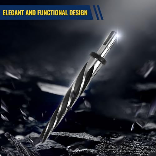 BBTEQEKN 5 PCS M2 HSS Taper Chucking Reamer Set, 1", 3/4", 5/8", 1/2", 3/8", Fit 1/2" 3-Flat Round Shank Bridge/Construction Reamer Drill Bits, Reamer Bit Set for Steel, Metal, Wood, Alloy - Thumbnail 6