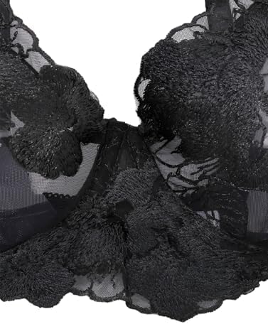 Lilosy Sexy Leaf Floral Embroidered Mesh Sheer Women Underwire Push Up Lingerie Set - Image 5