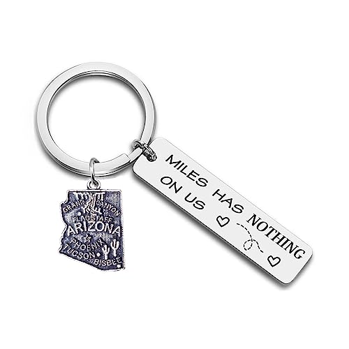 JJTZX Miles Has Nothing on Us United States Keychain US Map Keychian for Long Distance Relationship Gift (Arizona)