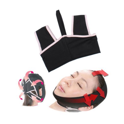 VAGA Anti Wrinkles And Sagging Amazing Face V Line Forming Skin Lifting Slimming Stretchable Adjustable Belt In Black Color