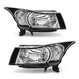 ADCARLIGHTS Headlight Assembly for 2011 2012 2013 2014 2015 Chevy Cruze LS/LT/LTZ 2016 Chevrolet Cruze Limited Matte Black Housing Clear Lens Headlamp Replacement Pair
